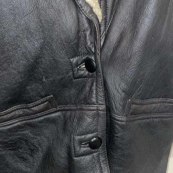 Vintage azizia faux fur lined leather jacket women’s size large from 90s 80s era - Picture 3 of 15